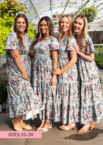 Zoie Blue Floral Tiered Dress