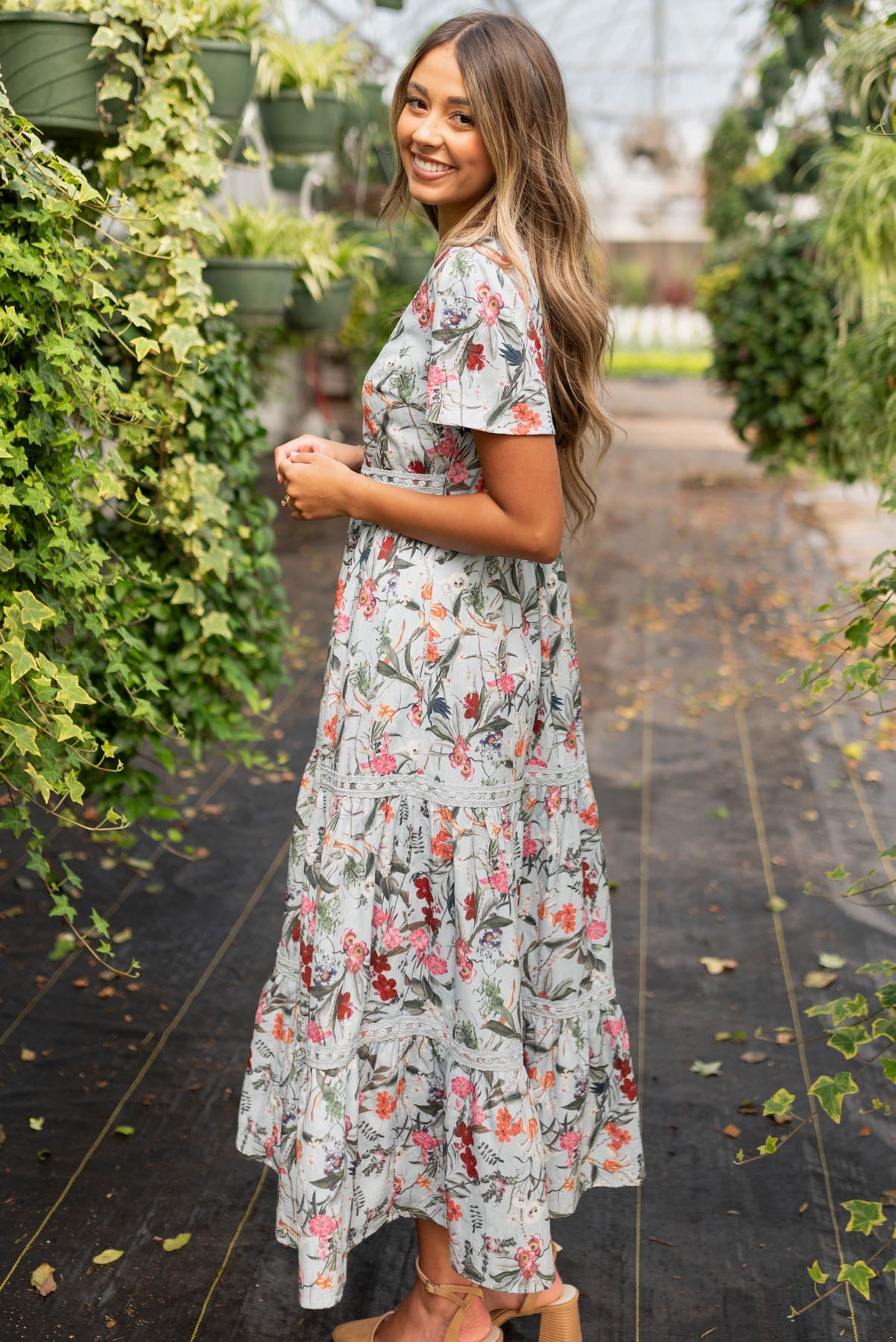 Zoie Blue Floral Tiered Dress
