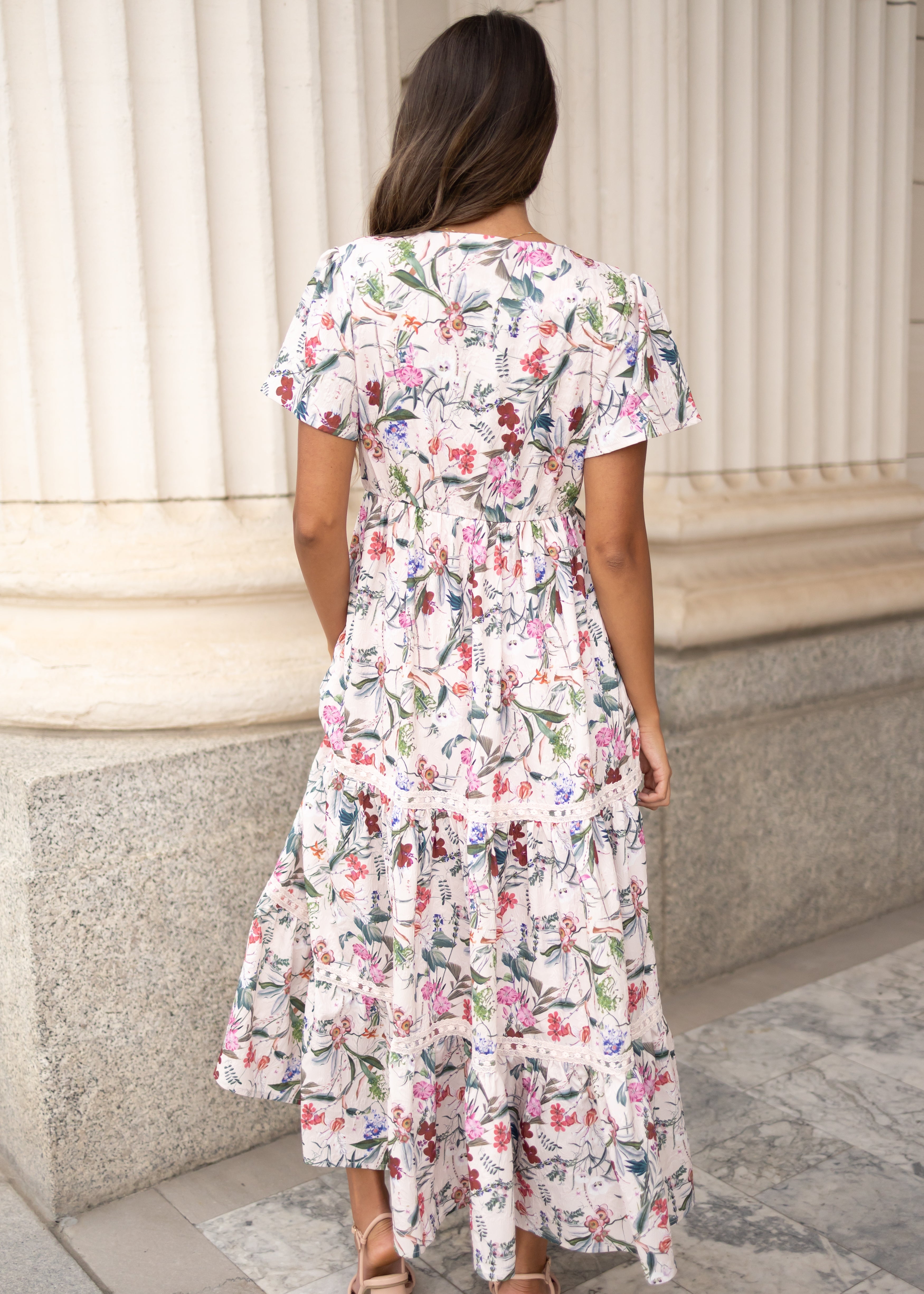 Zoie Pink Floral Tiered Dress