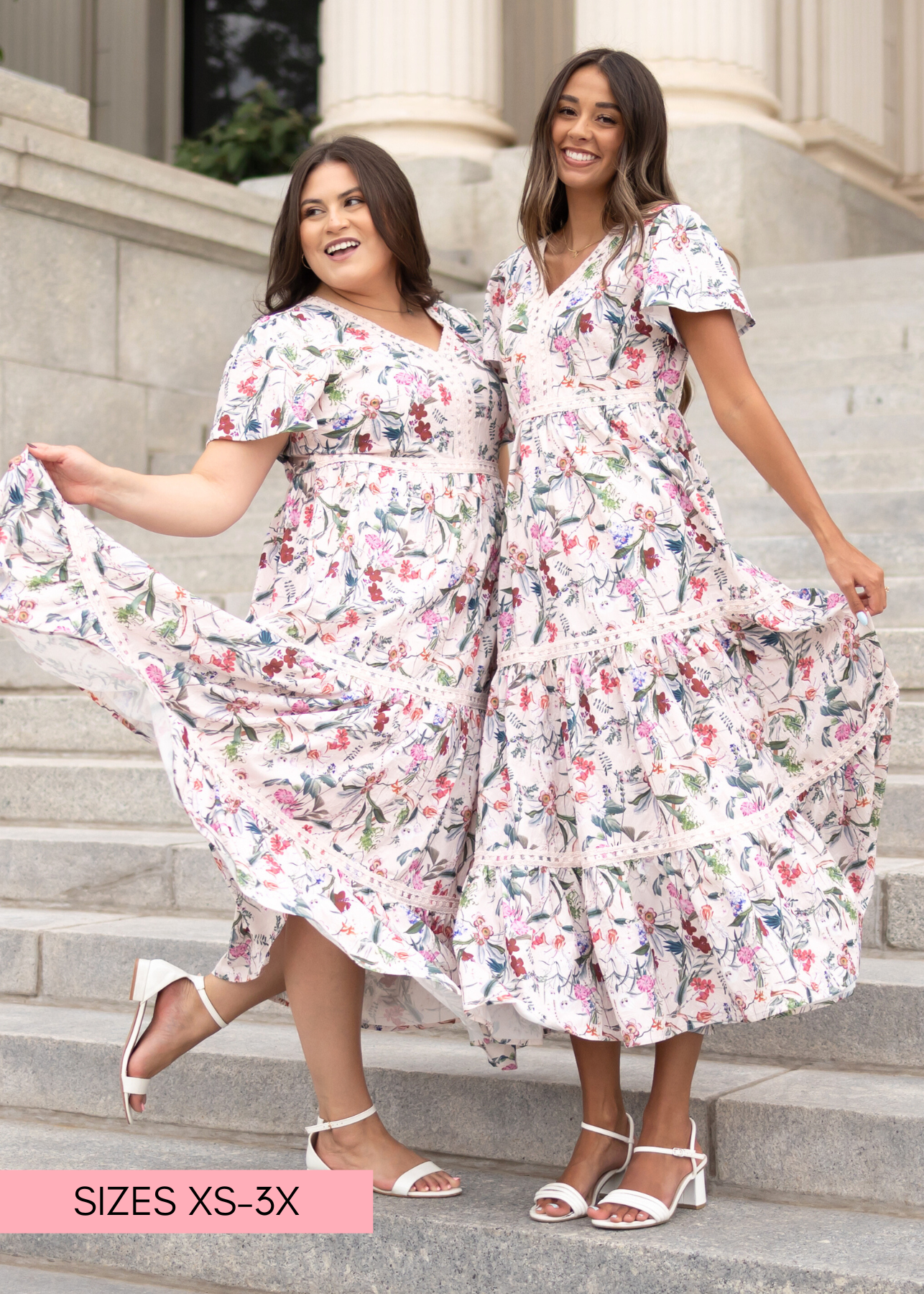 Zoie Pink Floral Tiered Dress