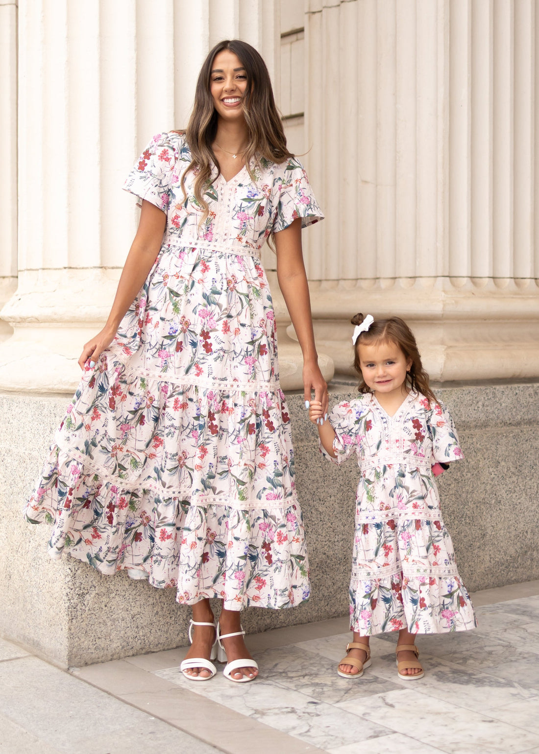 Zoie Pink Floral Tiered Little Girl Dress