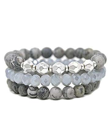 Golden Horizon Beaded Bracelet Stack
