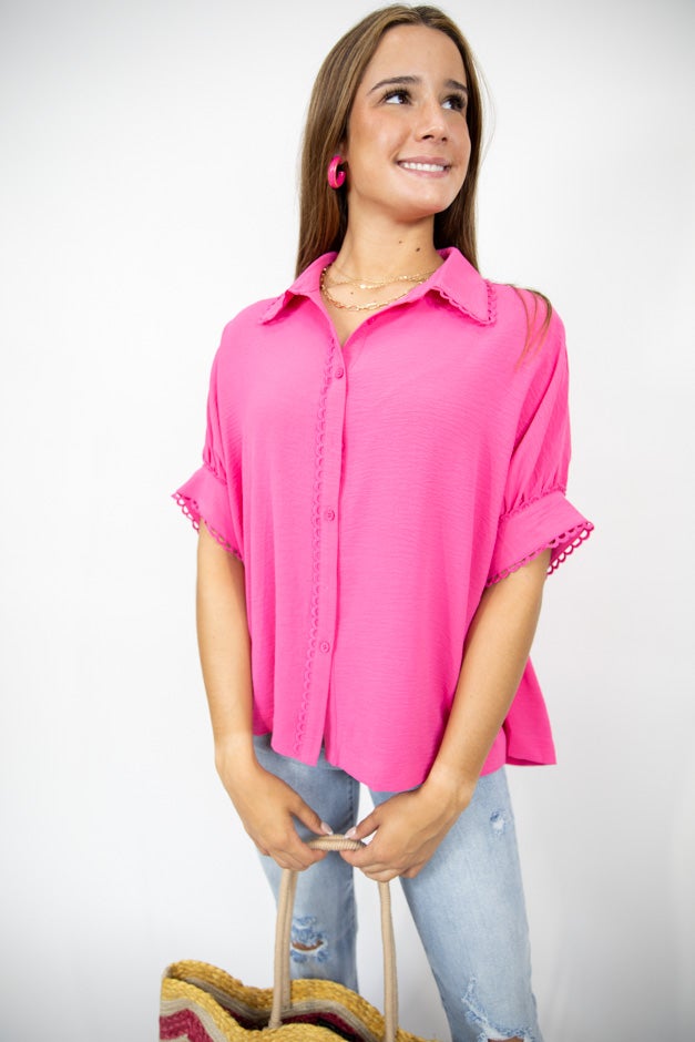 Fresh Flair Scallop Trim Blouse *Final Sale*
