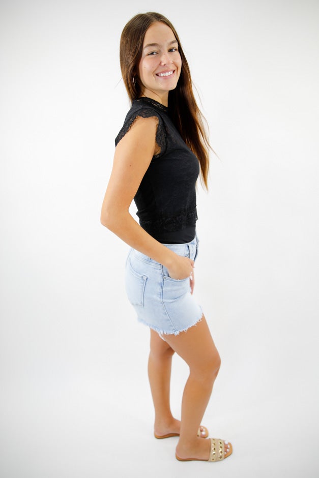 Floral Lace Sleeveless Mock Neck Top
