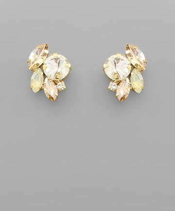 Gold Crystal Cluster Stud Earrings
