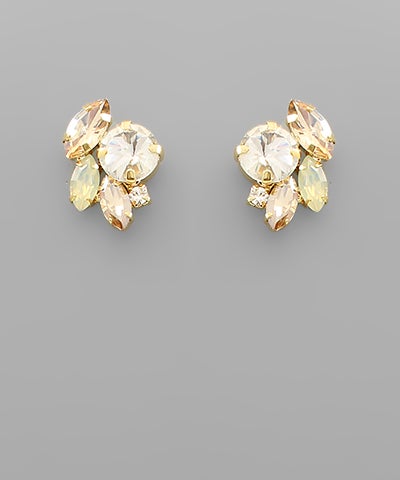 Gold Crystal Cluster Stud Earrings