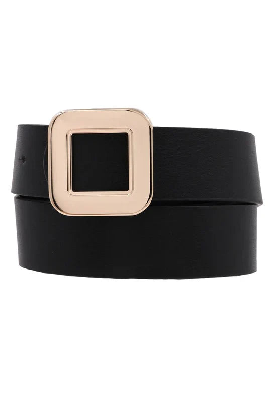 Metal Square Vegan Leather Belt