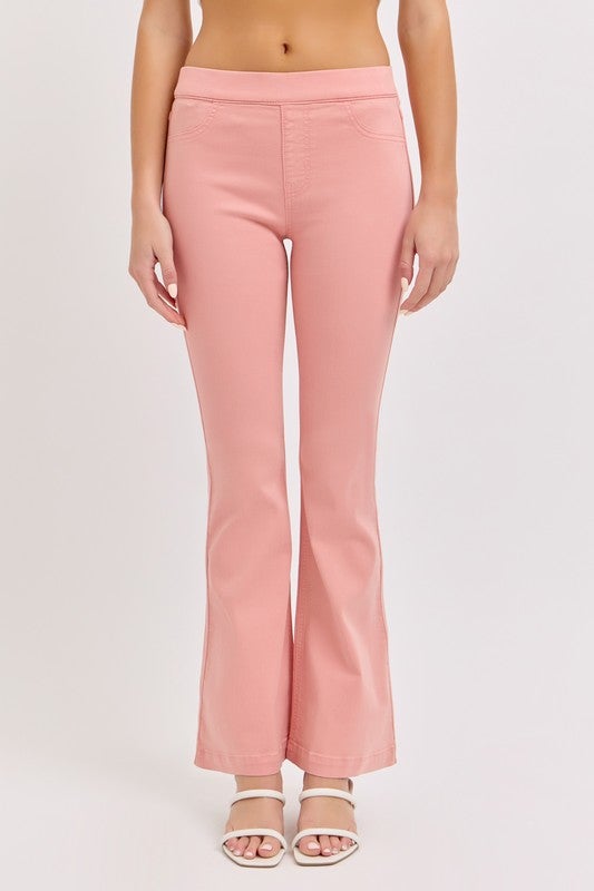 Cello Mid Rise Flare Jeggings (30¡± Inseam) - Coral Peach