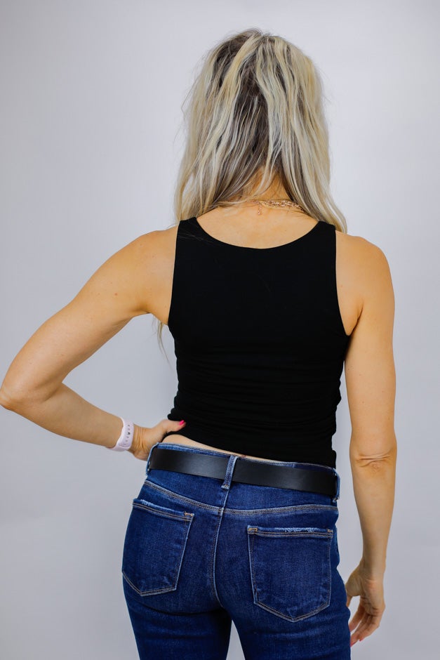 Double Lined Full Length V-Neck Basic Tank ¨C Sleek & Versatile