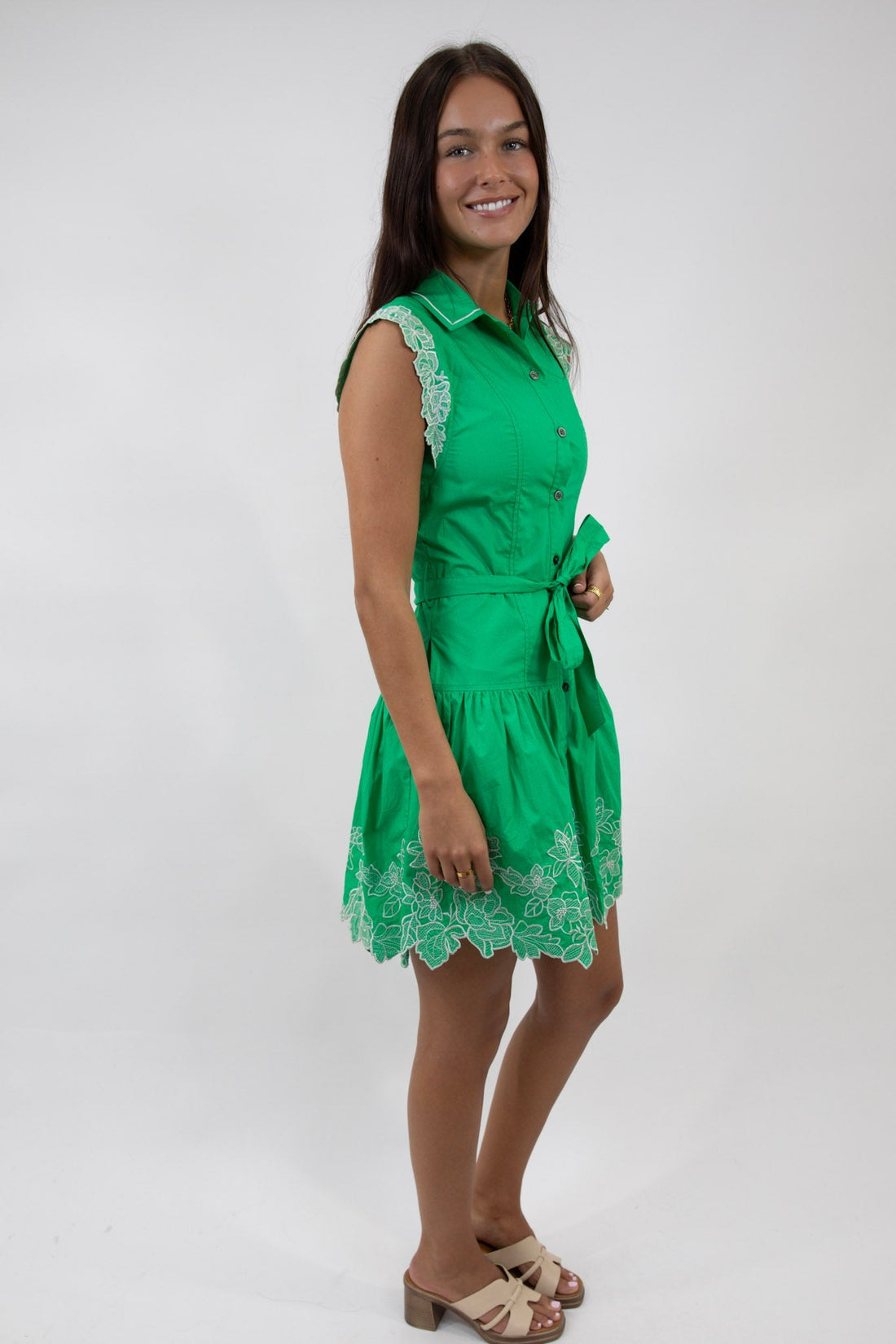 Emerald Lace Garden Mini Dress