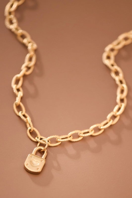 Golden Lock Chain Necklace
