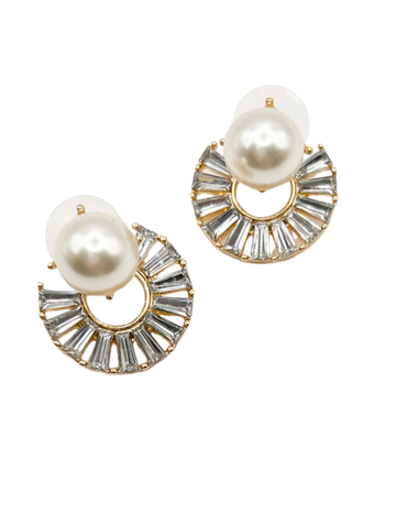 Pearl and Crystal Fan Earrings